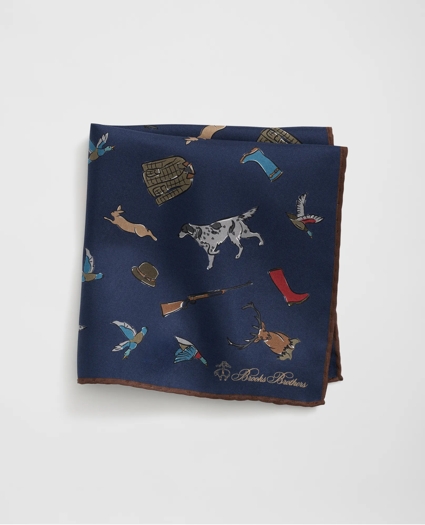 Country Motif Silk Pocket Square, image 1