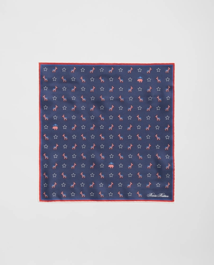 Donkey Motif Silk Pocket Square, image 2