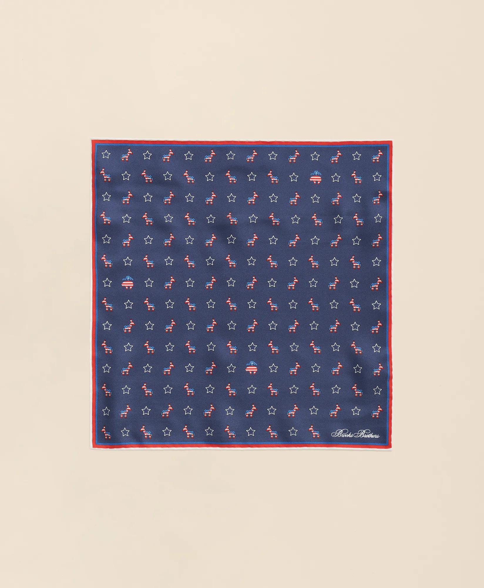 Donkey Motif Silk Pocket Square, image 2