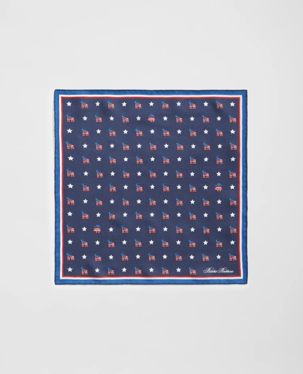 Elephant Motif Silk Pocket Square, image 2