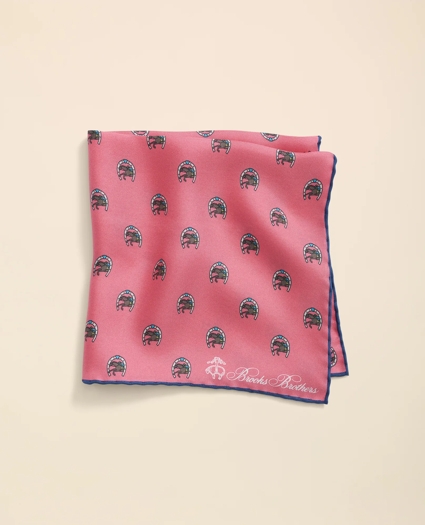Silk Equestrian Motif Pocket Square, image 1
