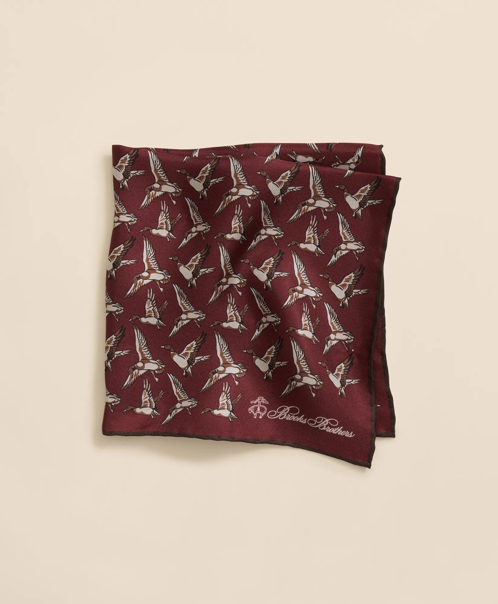 Duck Motif Silk Pocket Square, image 1