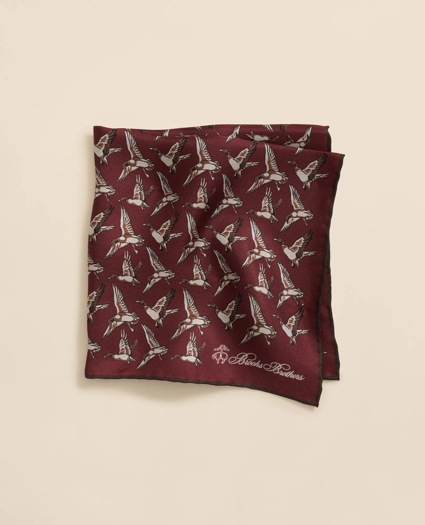Duck Motif Silk Pocket Square, image 1