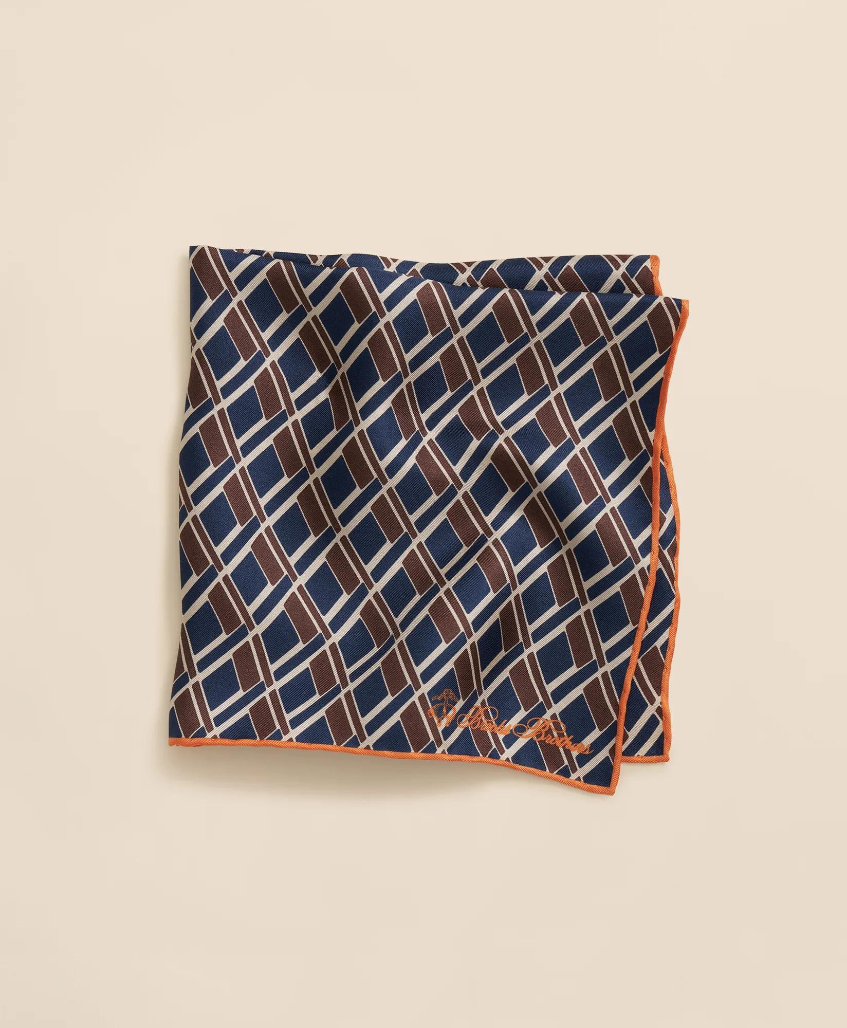Diamond Motif Silk Pocket Square, image 1