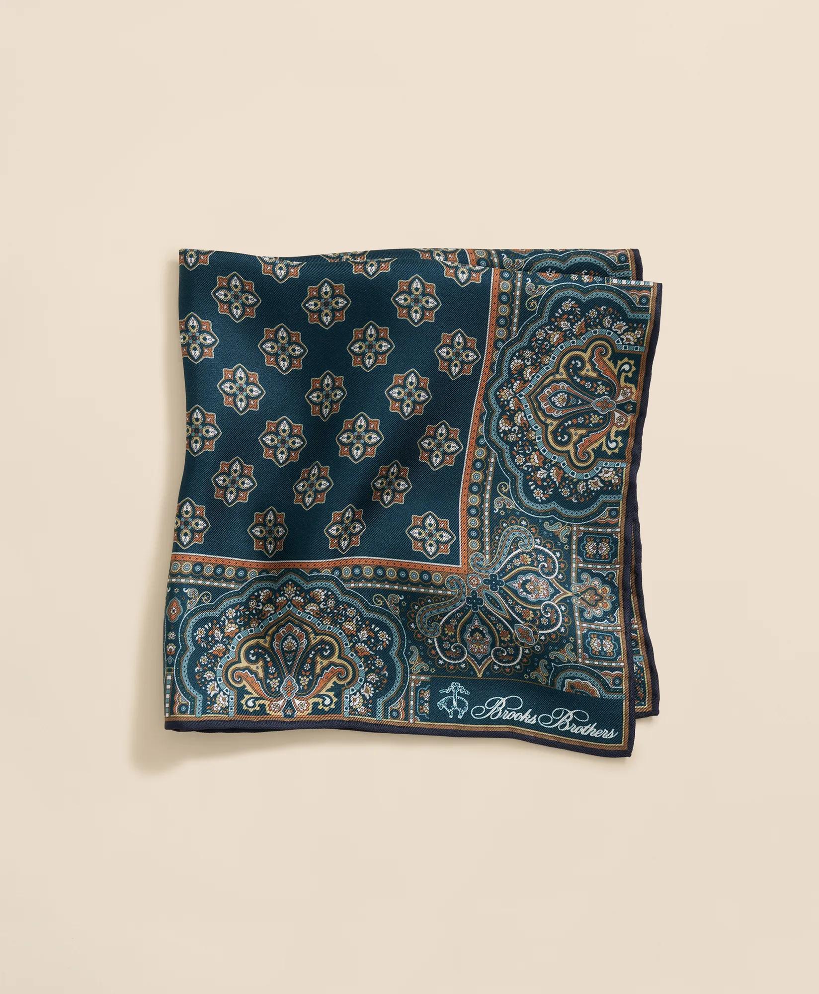 Ornate Motif Silk Pocket Square, image 1