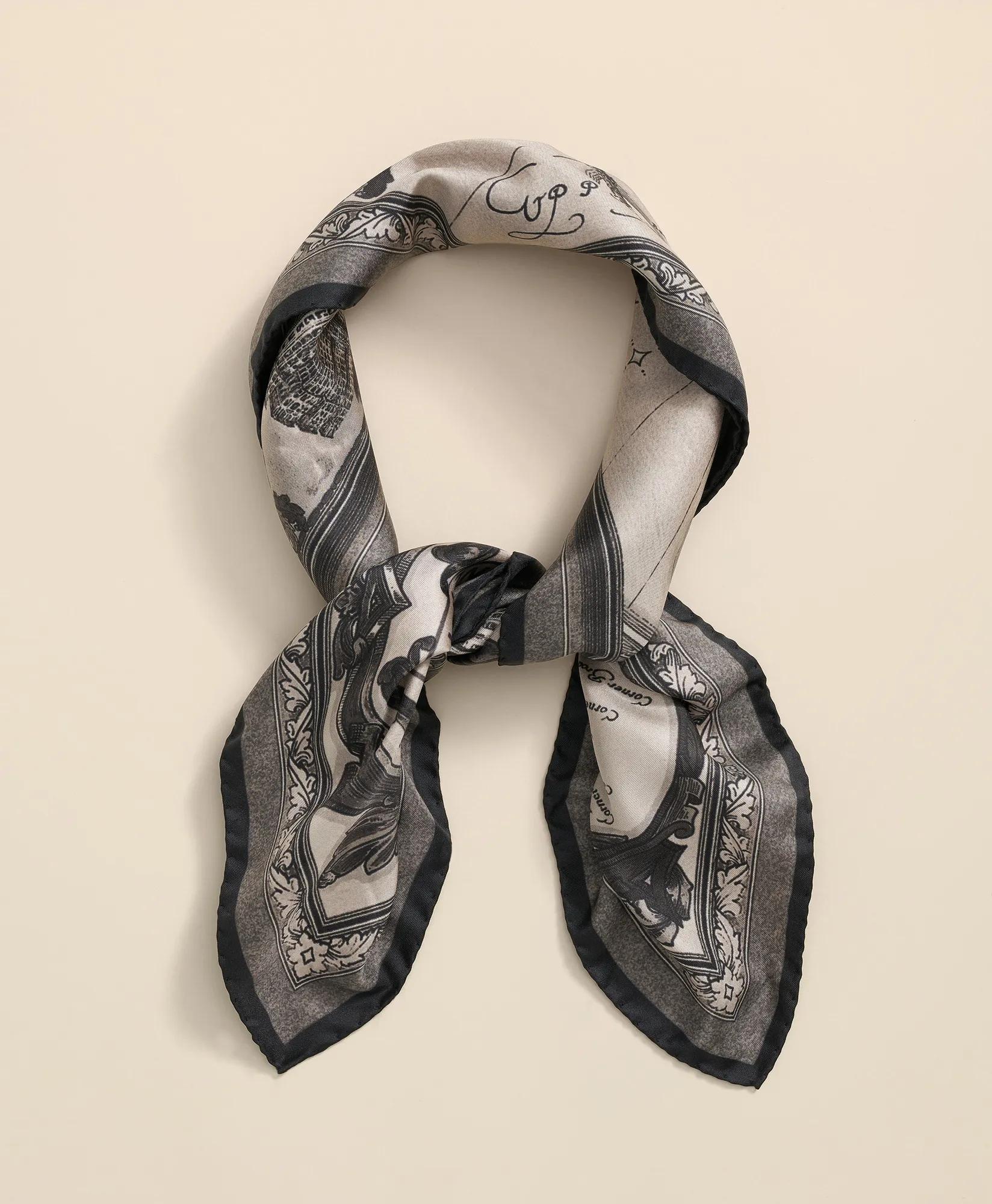 Silk Neckerchief in Map Print, image 1