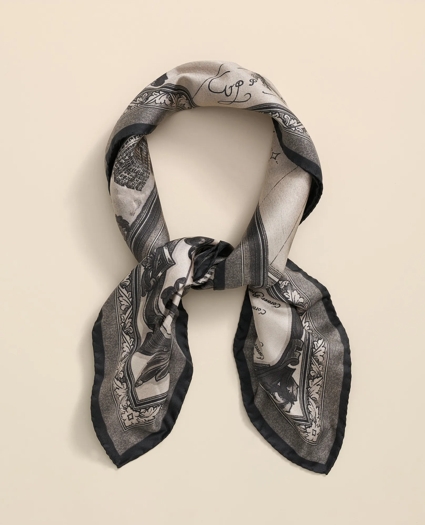 Silk Neckerchief in Map Print, image 1