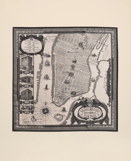 Silk Neckerchief in Map Print, image 2
