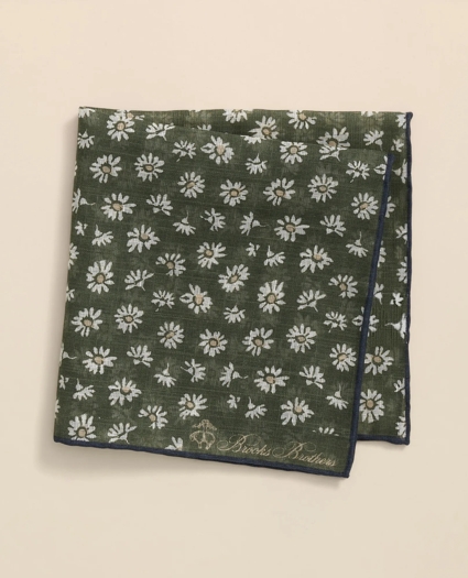 Cotton-Linen Daisy Print Pocket Square, image 1