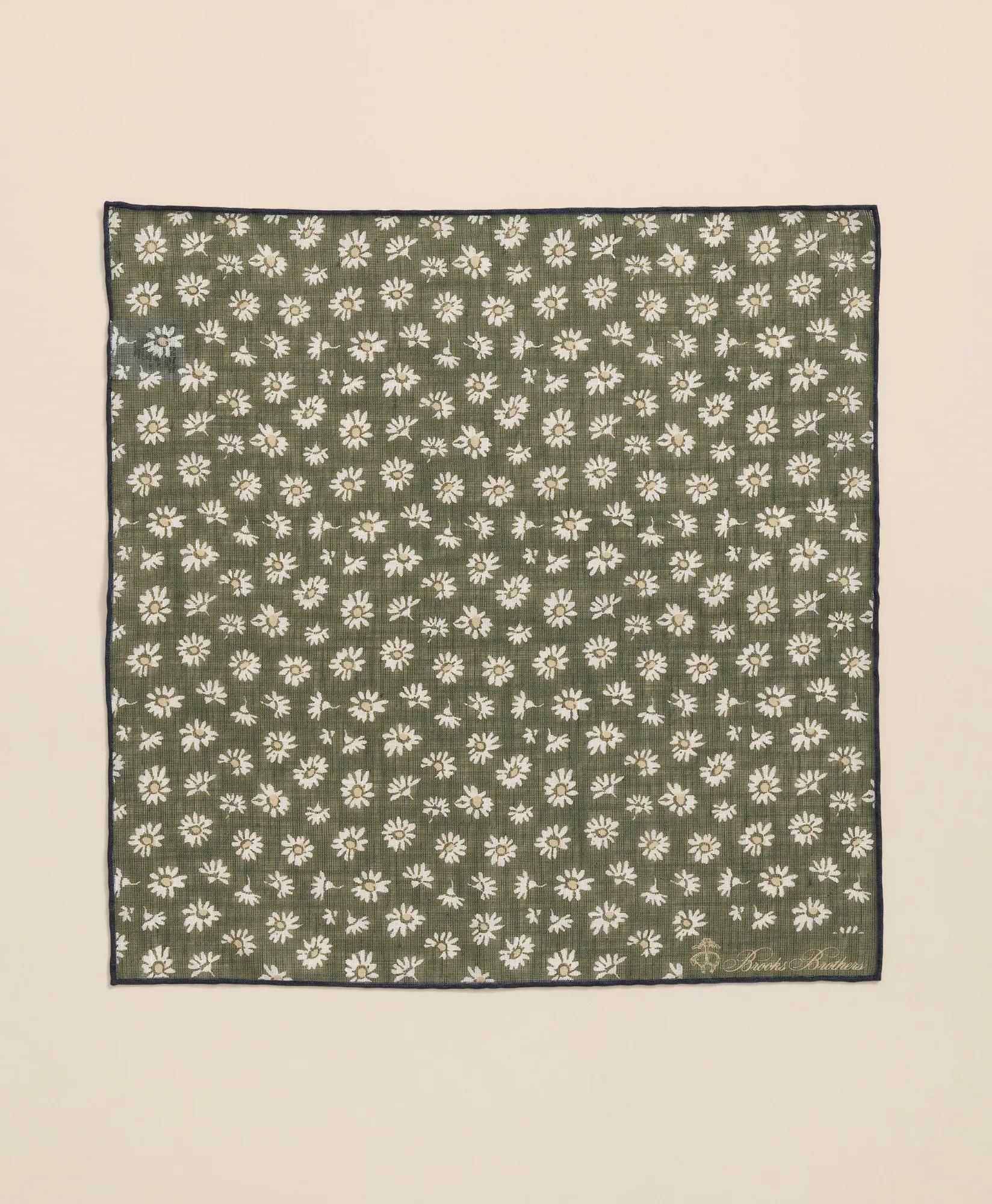 Cotton-Linen Daisy Print Pocket Square, image 2