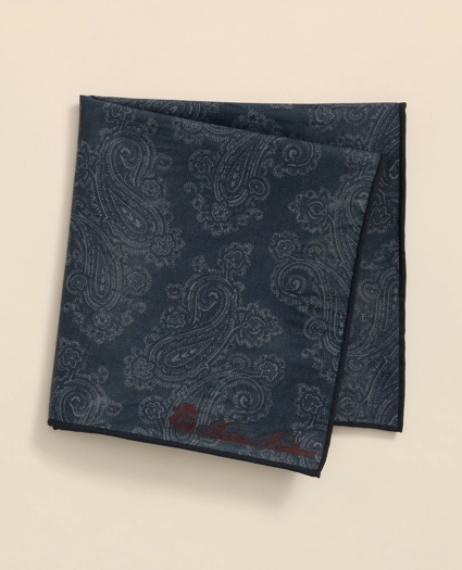 Cotton Paisley Print Pocket Square, image 1