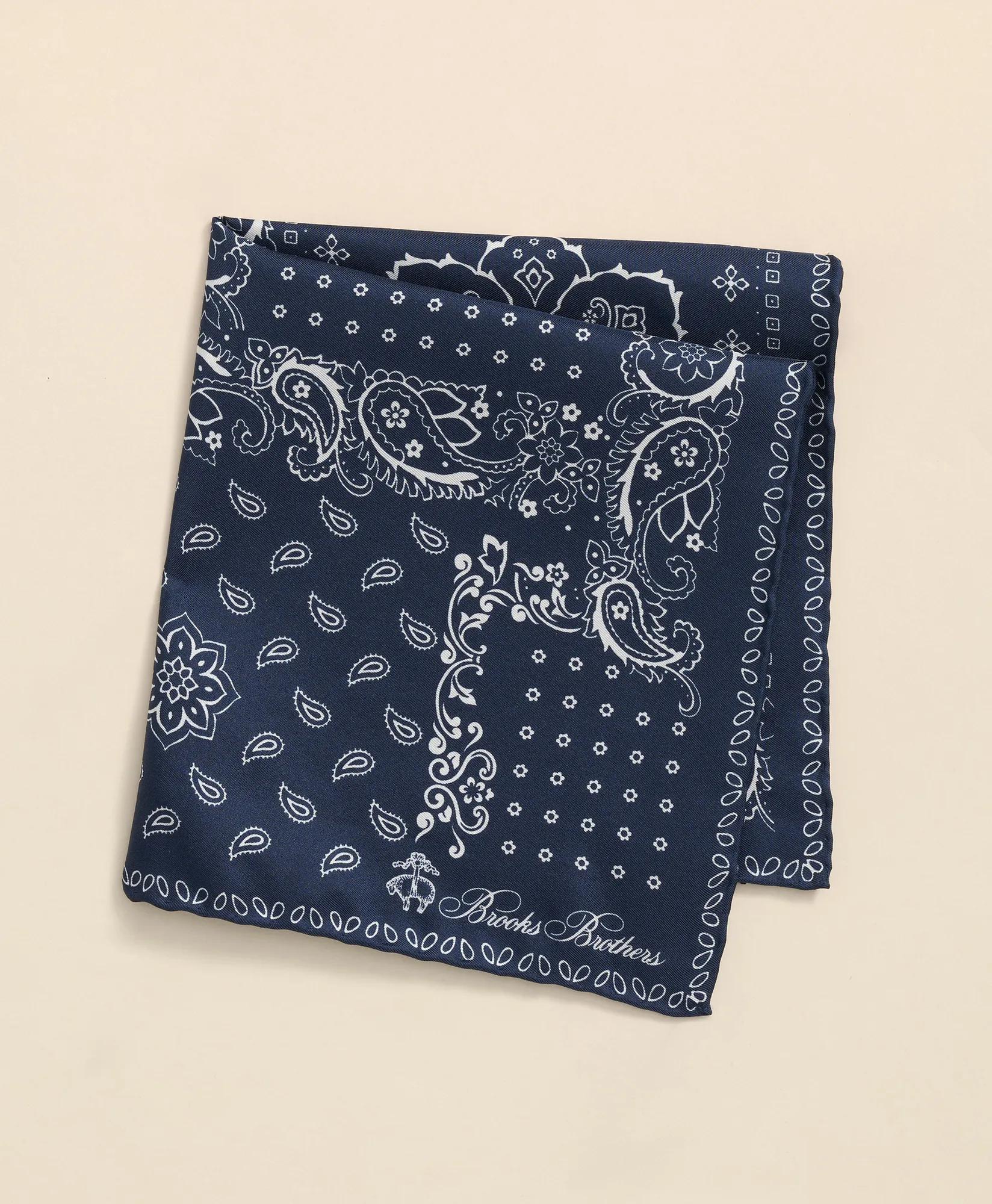 Silk Bandana Print Pocket Square, image 1