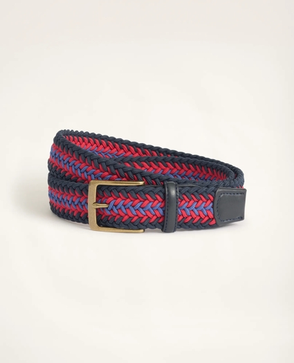 Stretch Woven Leather Tab Belt