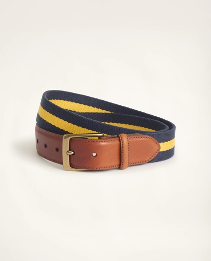 Leather Tab Stripe Webbed Belt