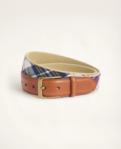 Madras Leather Tab Webbed Belt