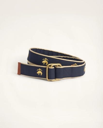 Embroidered Leather Tab D-Ring Belt