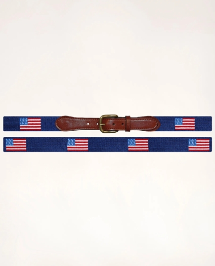 Smathers & Branson Leather Needlepoint American Flag Belt, image 2