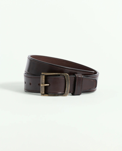 Leather Belt with Brass Buckle, image 1
