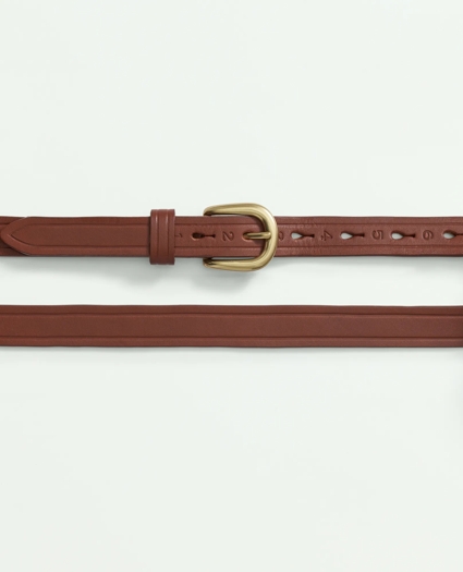 Genuine Leather Belt with Brass Toned Buckle, image 2