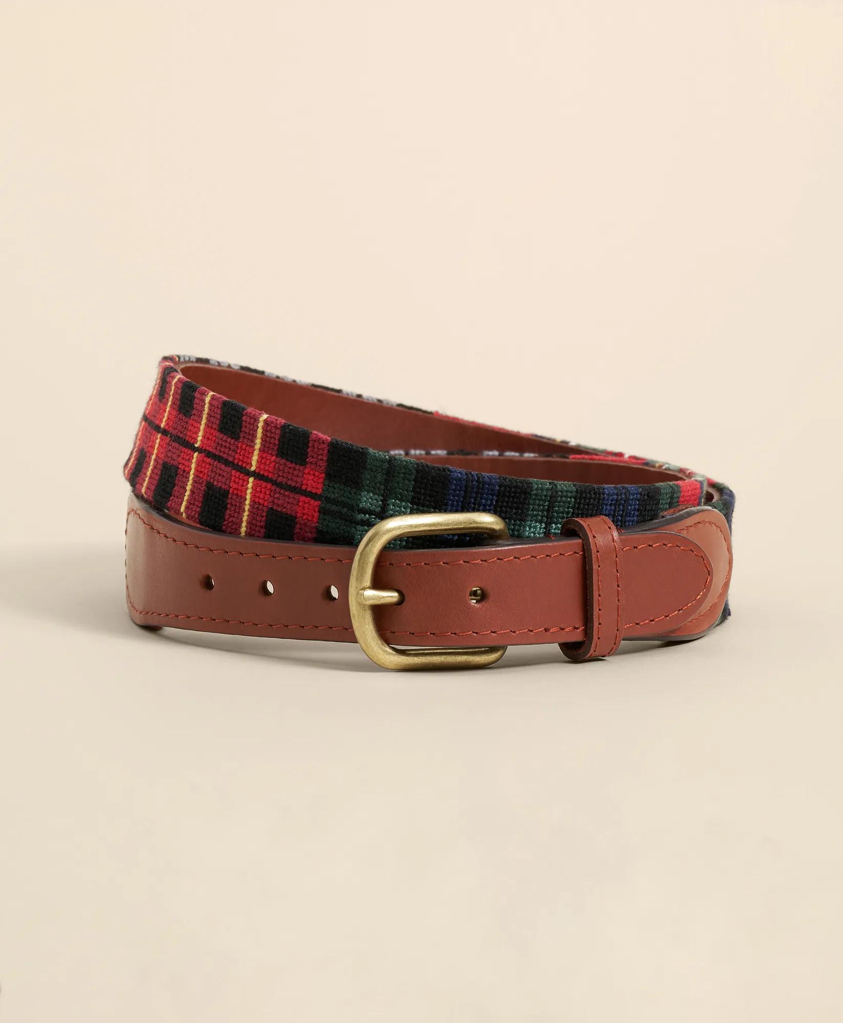 Smathers & Branson Needlepoint Plaid Belt, image 1