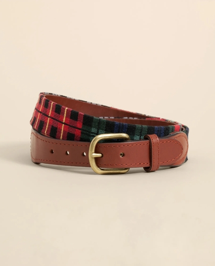 Smathers & Branson Needlepoint Plaid Belt, image 1