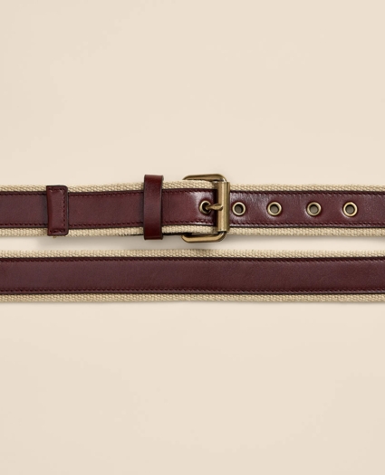 Cotton Webbed, Leather Overlay Belt, image 2