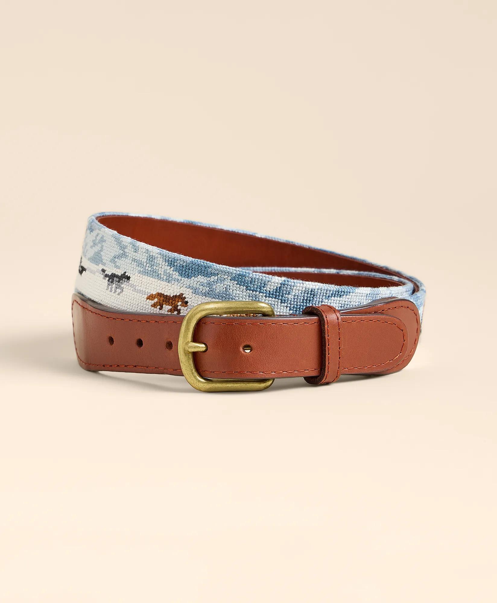 Smathers & Branson Needlepoint Dogsledding Belt, image 1