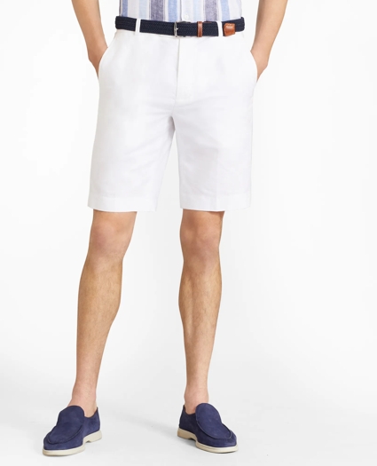 Houndstooth Cotton and Linen Bermuda Shorts, image 1