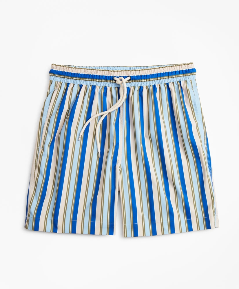 Montauk 6" Stripe Print Swim Trunks, image 3