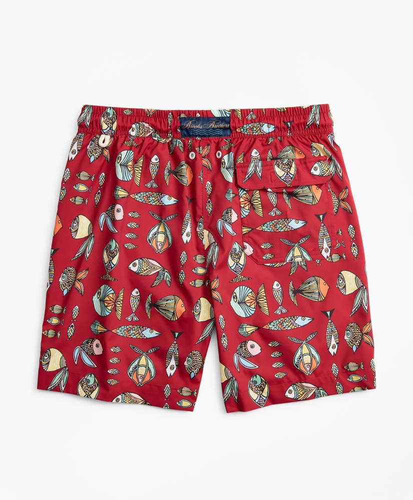 Montauk 6" Fish Print Swim Trunks, image 4