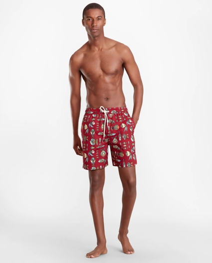 Montauk 6" Fish Print Swim Trunks, image 5