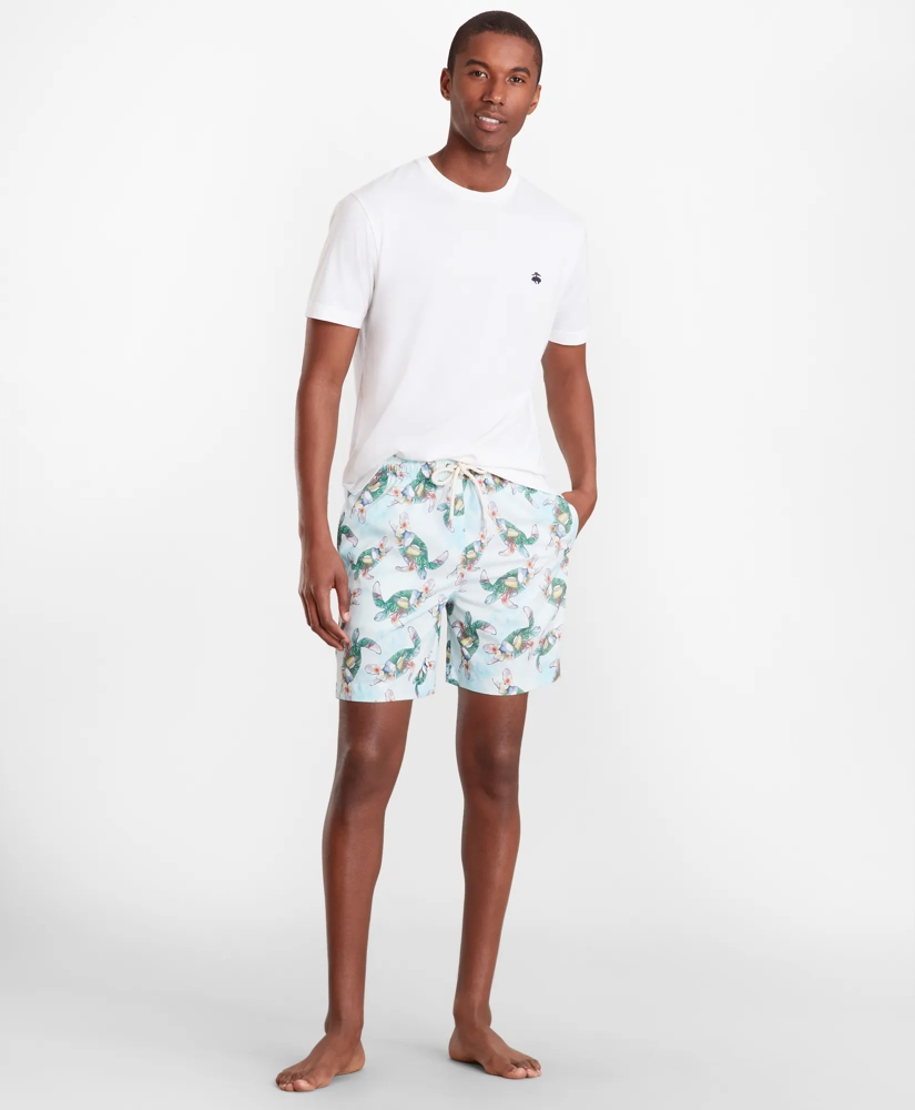 Montauk 6" Turtle Print Swim Trunks, image 2