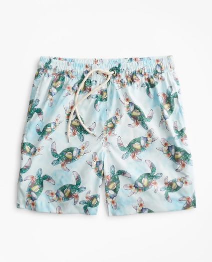 Montauk 6" Turtle Print Swim Trunks, image 3