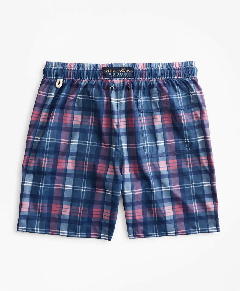 Montauk 6" Indigo Plaid Print Swim Trunks, image 4