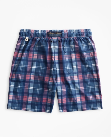 Montauk 6" Indigo Plaid Print Swim Trunks, image 4