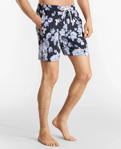Montauk 6" Floral Print Swim Trunks, image 1