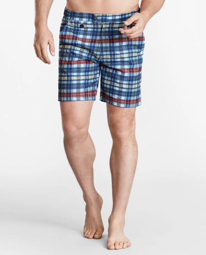 Newport 7" Plaid Swim Trunks, image 1