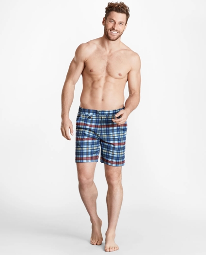 Newport 7" Plaid Swim Trunks, image 2