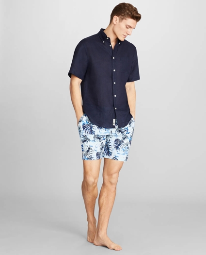 Montauk 6" Leaf Print Swim Trunks, image 2