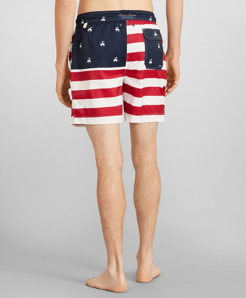 Montauk 6" Flag Print Swim Trunks, image 3