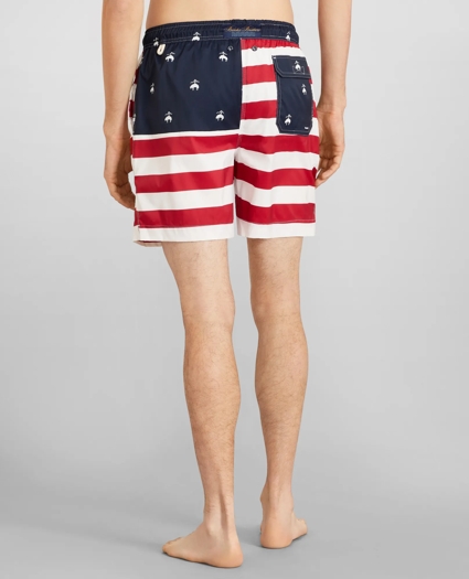 Montauk 6" Flag Print Swim Trunks, image 3