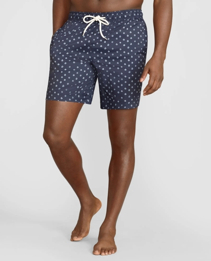 Montauk 6" Indigo Dot Swim Trunks, image 1