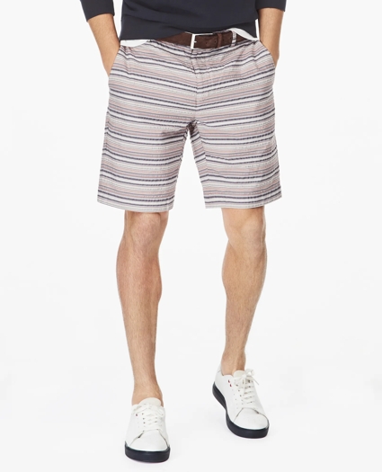 Multi-Stripe Seersucker Shorts, image 1