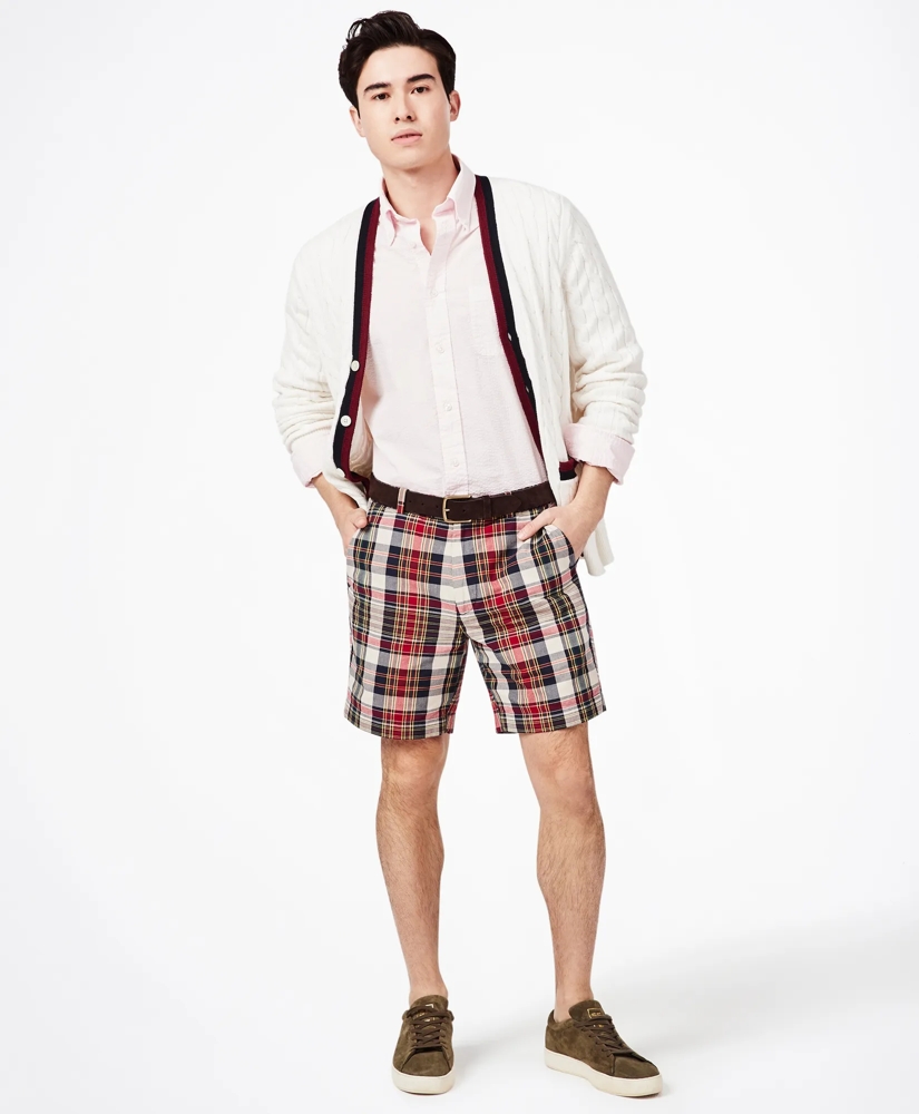 7" Red-Multi Cotton Madras Shorts, image 2