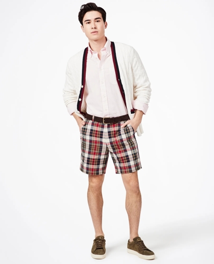 7" Red-Multi Cotton Madras Shorts, image 2