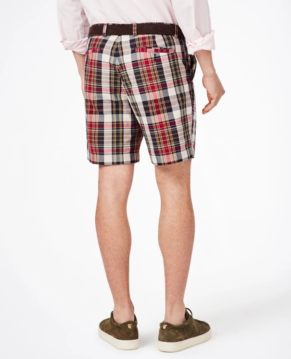 7" Red-Multi Cotton Madras Shorts, image 4