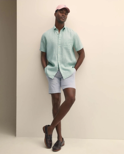 9" Cotton Seersucker Stripe Shorts, image 1