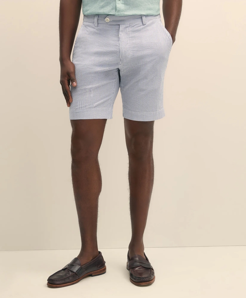 9" Cotton Seersucker Stripe Shorts, image 2
