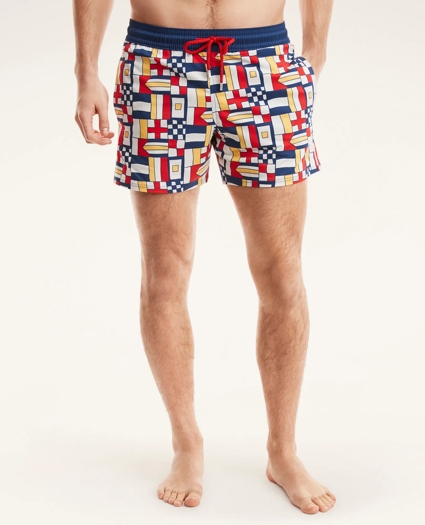 Brooks Brothers Et Vilebrequin Moorise Swim Trunks in the Mixed Signals Print, image 1