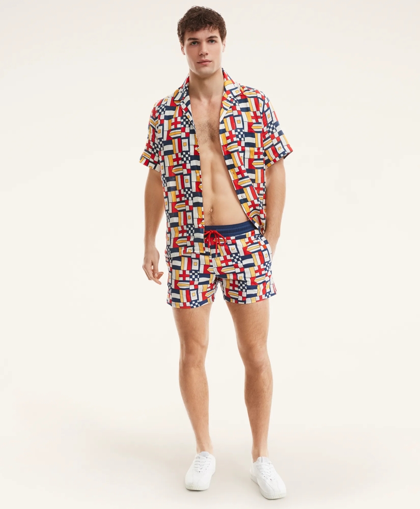 Brooks Brothers Et Vilebrequin Moorise Swim Trunks in the Mixed Signals Print, image 2
